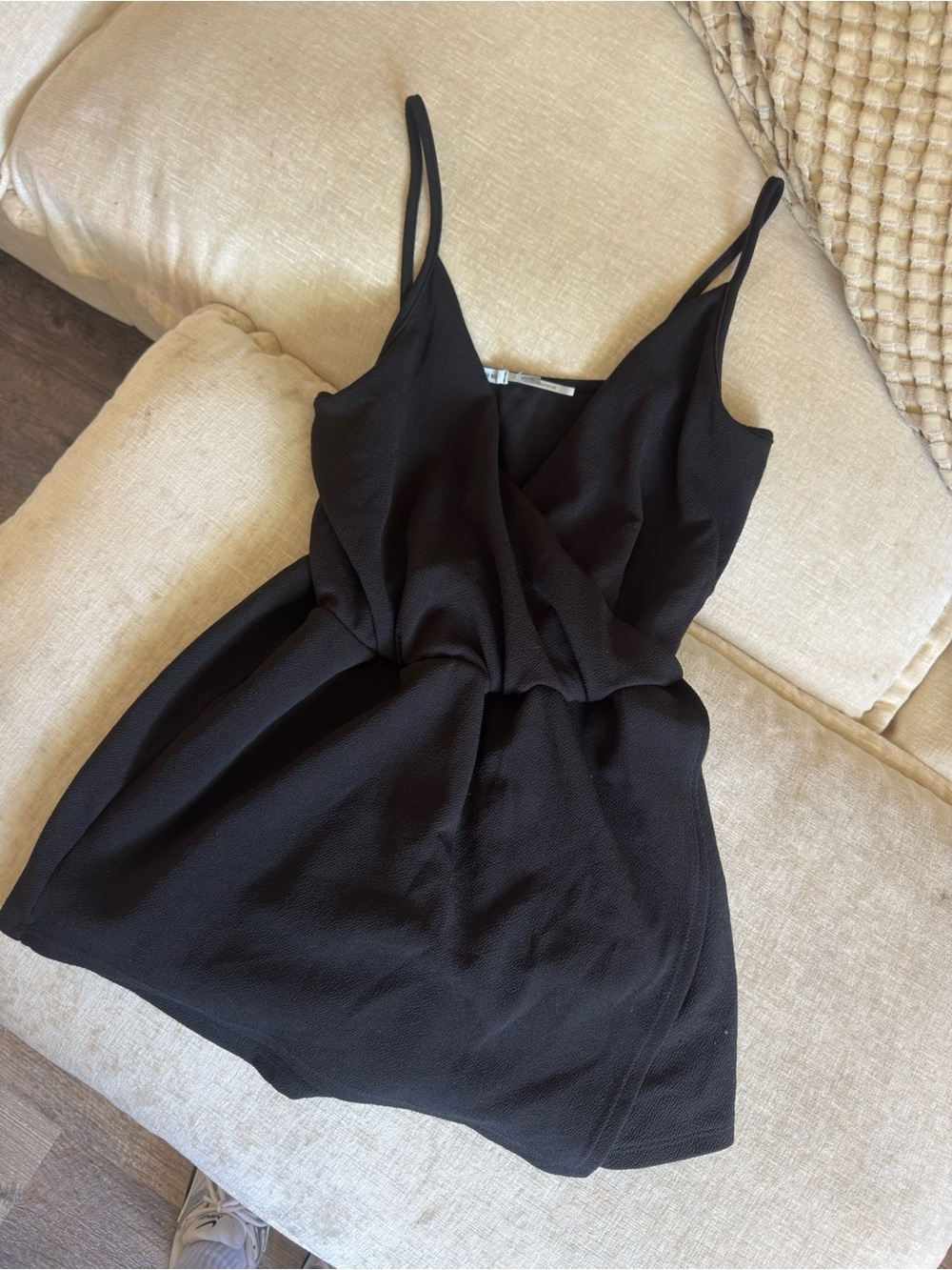 Black Spaghetti-Strap Wrap Front Women's Romper